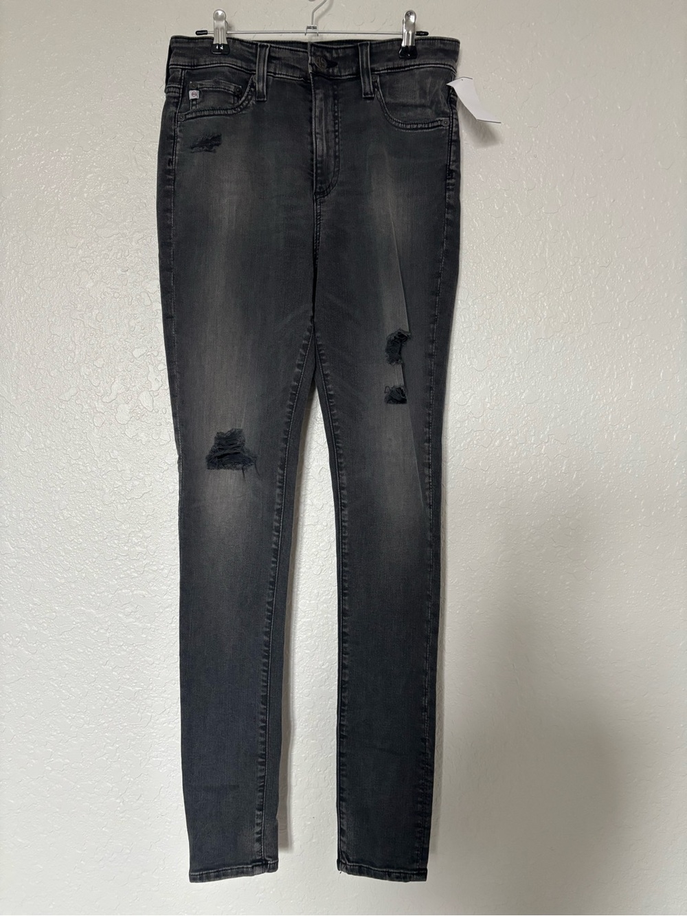 Ag Adriano Goldschmied Black Distressed Skinny Jeans